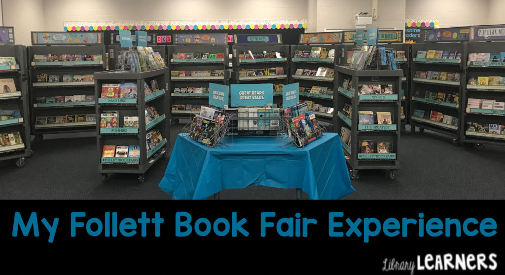 cases of books at Follett Book Fair