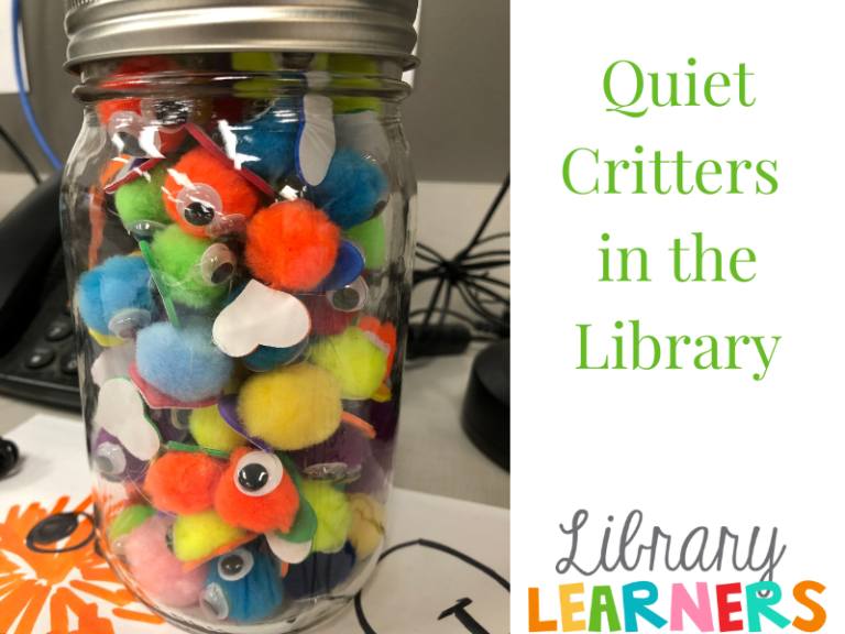 jar of pompom quiet critters in school library