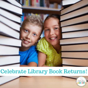 two students with library books