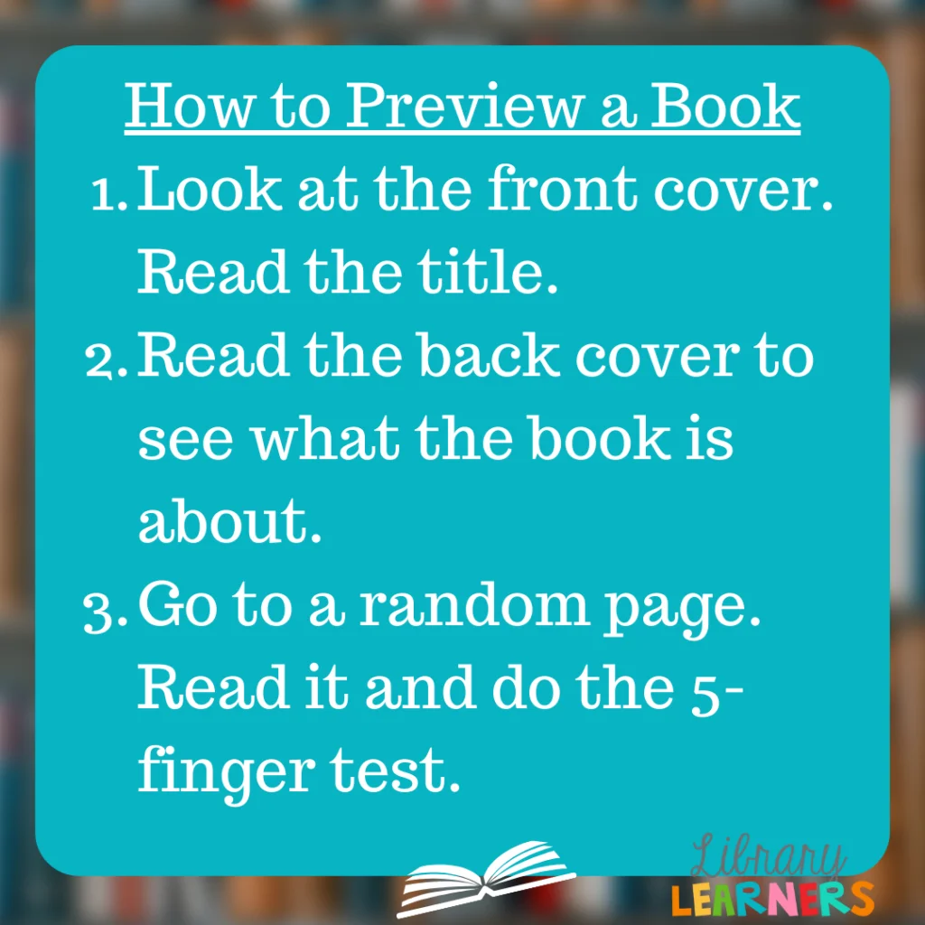 how to preview a school library book