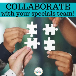 4 hands holding puzzle pieces to show collaboration among teachers